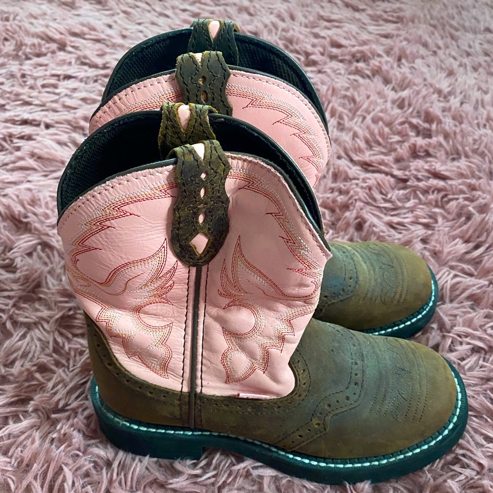 Justin pink Western leather boots